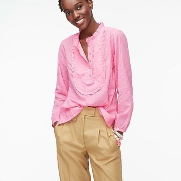 J. Crew Pink Eyelet and Ruffled Blouse. - Picture 3 of 6